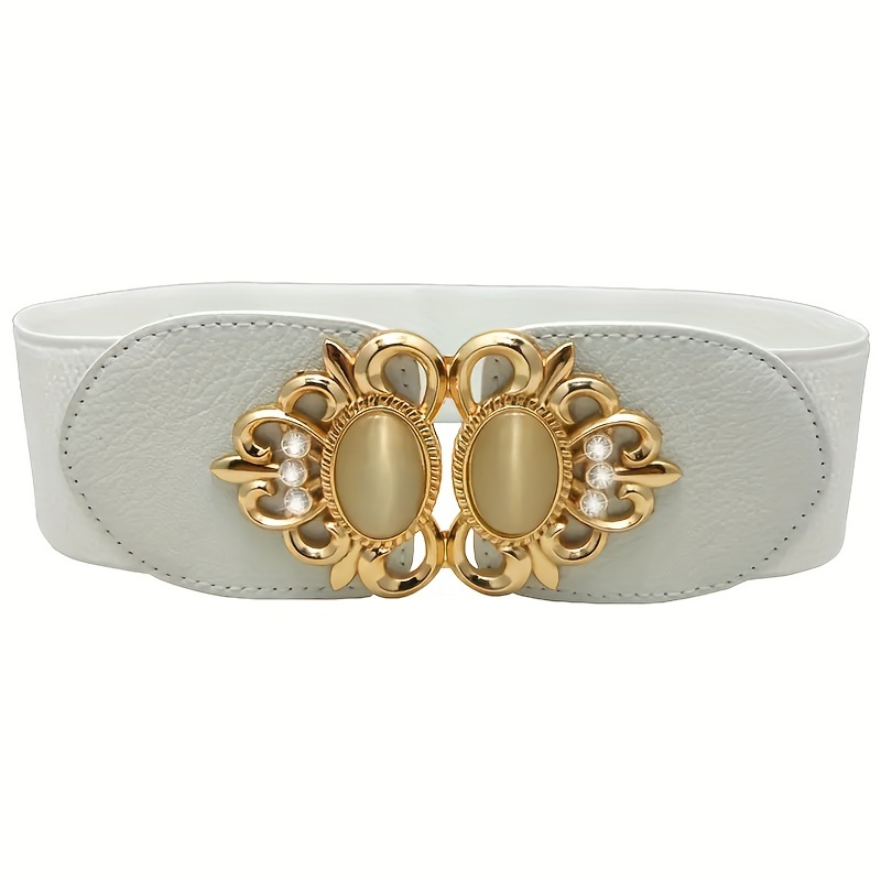 Opal Inlaid Buckle Wide Waistband Belt for Women